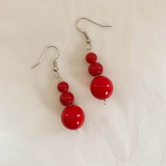 Red Drop Earring - Picture 1 of 3